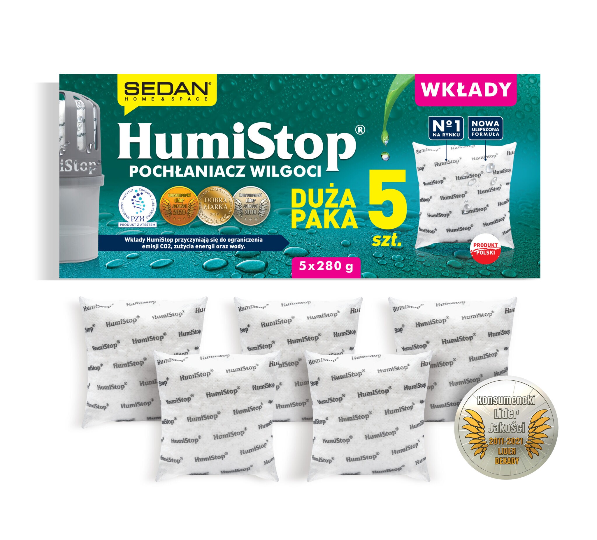 HumiStop Wkład do Pochłaniacza wilgoci DUŻA PAKA 5szt. - obrazek 1