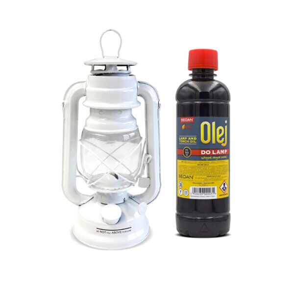 Lampa naftowa biała/czarna + olej ISKRA 1000ml